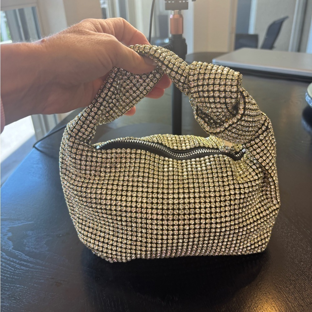 Elegant Rhinestone Gold Women's Bag